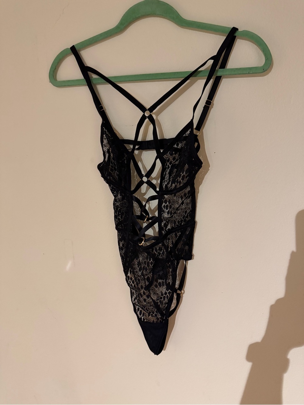 Victoria's Secret Black Lace Strappy Thong